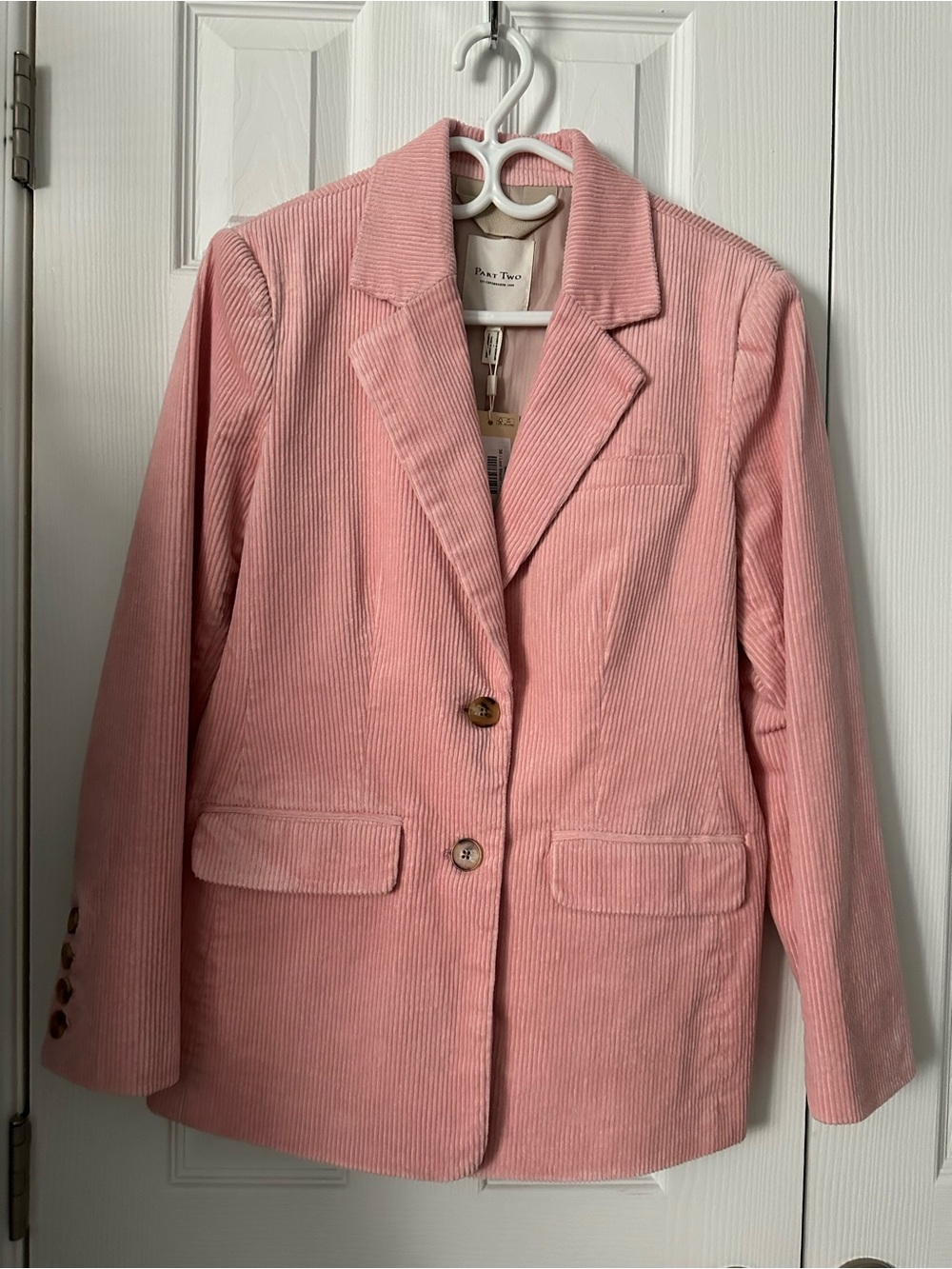 Part Two - Pink Corduroy Single-Breasted Blazer Jacket
